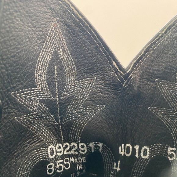 VTG Dan Post Black Teju Lizard Leather Embroidered Western Cowboy Boots Womens 5 - Picture 13 of 14